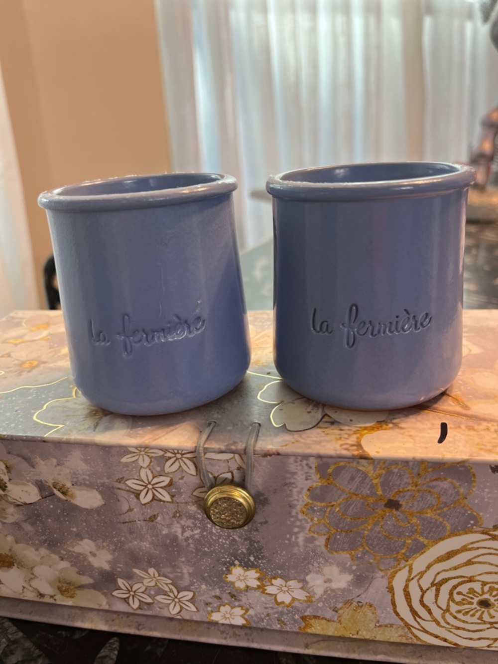 Blue Ceramic Crocks - Set of 2